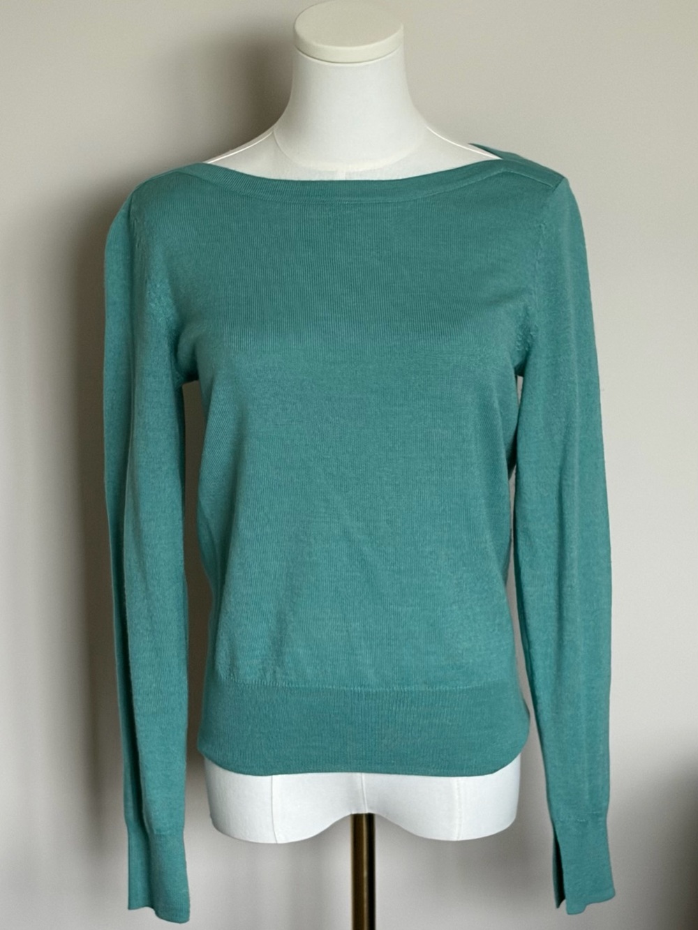 NWOT The Limited Boatneck Sweater in Teal Slit Cuff Detail